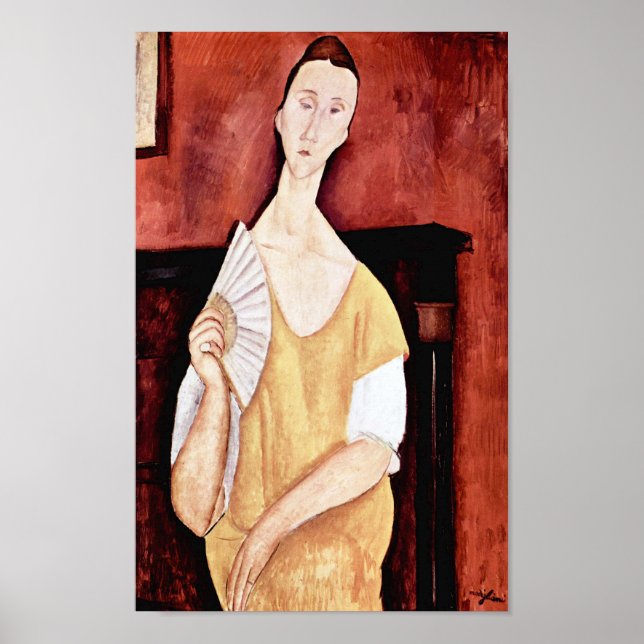 Poster Mulher com ventilador, Modigliani (Frente)