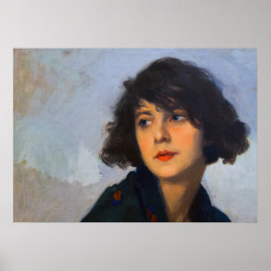 Poster Mulher com xaile verde, Cipriano Eugène Boulet