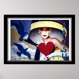 Póster Mulher Coração Cartaz Art Déco