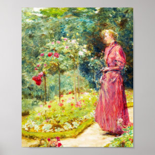 Poster Mulher cortando Rosas em um jardim por Childe Hass