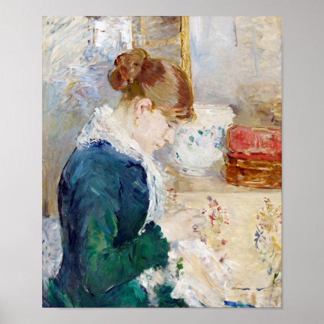 Poster Mulher costurando, Berthe Morisot (Frente)