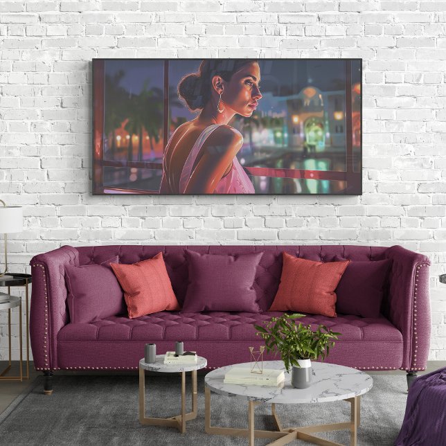 Poster Mulher Cubana Olhando Para A Pintura Em Miami (Criador carregado)