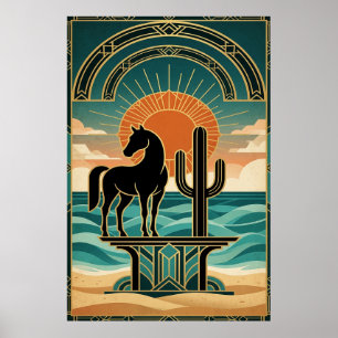 Poster Mulher Cubista Art Déco Celestial Explosão Solar D
