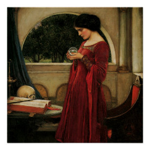 Póster Mulher da Bola de Cristal Pintura de Waterhouse