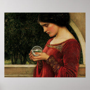 Póster Mulher da Bola de Cristal Pintura de Waterhouse
