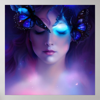 Poster Mulher da Borboleta Azul