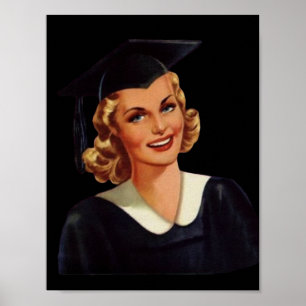Póster Mulher da graduação de Co-Ed da faculdade do