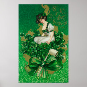 Póster Mulher da lembrança do dia de St Patrick na cena