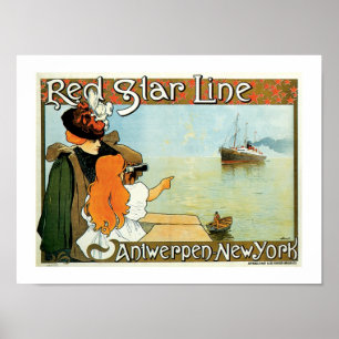Poster Mulher da Linha Red Star com Anúncio Menina