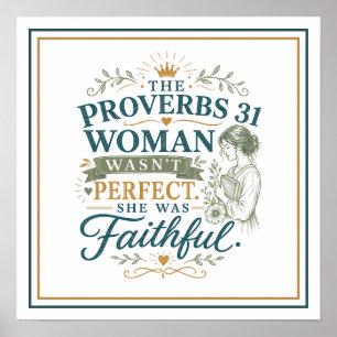 Poster Mulher da Provérbios 31 Não é Perfeita Citação Bíb