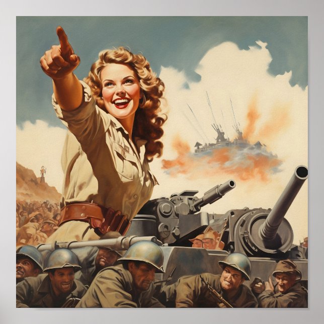 Poster Mulher da Segunda Guerra Mundial apontando (Frente)