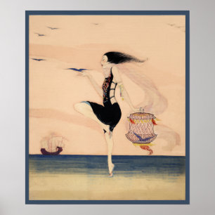 Póster Mulher dançando na praia