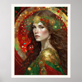 Poster Mulher das Reflexões de Natal com Cabelo Marrom