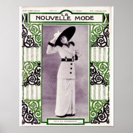 Poster Mulher de 1912 com terno de saia listrada