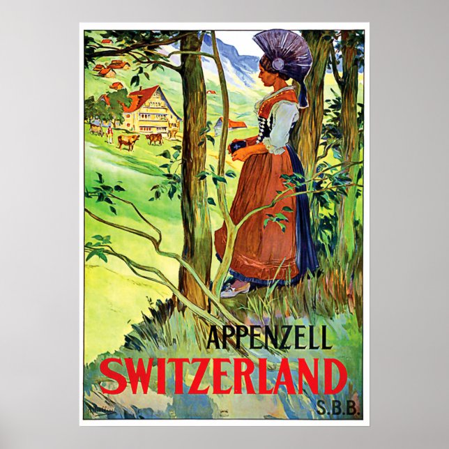 Poster Mulher de Appezell, Suiça (Frente)