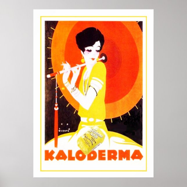 Poster Mulher de Arte Deco com Guarda-chuvas (Frente)