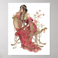 Mulher de Arte Exótica Nouveau em Ornamentado