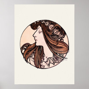 Poster Mulher de Arte Nouveau de Alphonse Mucha