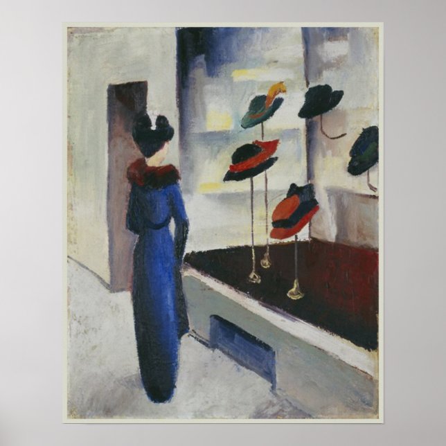 Poster Mulher de azul no Compro Hat, 1913, August Macke (Frente)