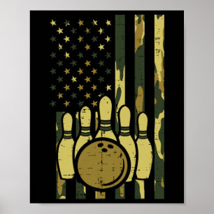 Poster Mulher de boliche camuflado bandeira americana pat