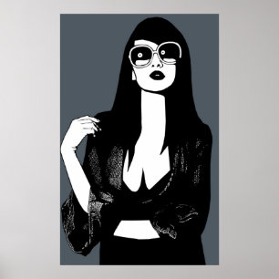 Poster Mulher de cabelo escuro que veste a arte da forma
