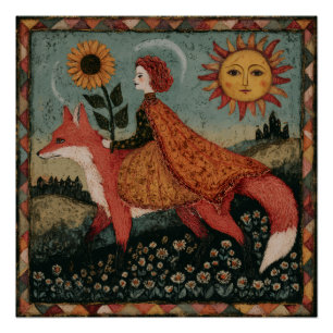 Póster Mulher de Conto de Fadas e Raposa