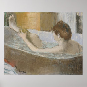 Poster Mulher de Edgar Degas em seu banho, limpando seu
