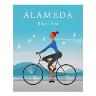 Póster Mulher de Esporte de Bicicleta Andando de Biciclet