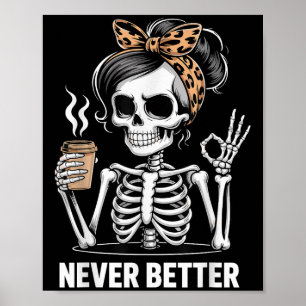 Poster Mulher de Esqueleto Óculos de Sol de Halloween Nun