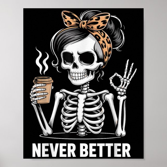 Poster Mulher de Esqueleto Óculos de Sol de Halloween Nun (Frente)