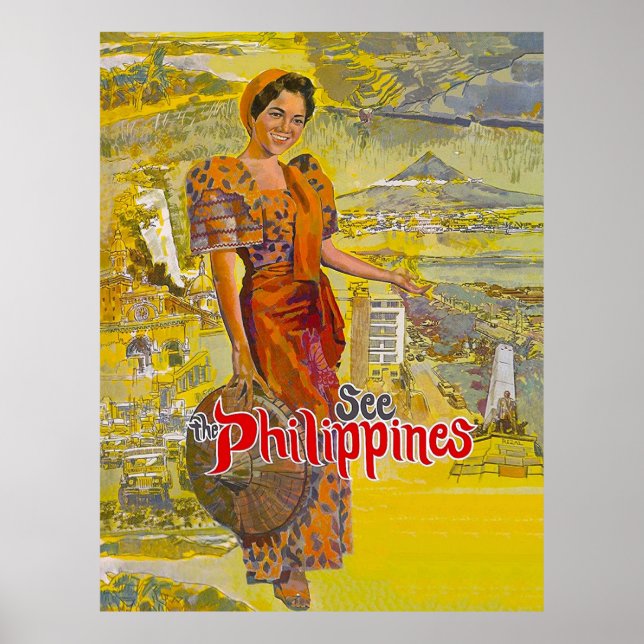 Poster Mulher de filipinas, viagens vintage (Frente)