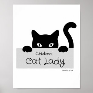 Poster Mulher De Gato Sem Filhos Para Gato Mãe Mulher De
