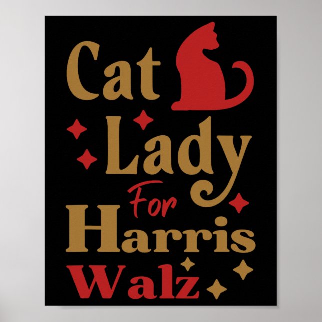 Poster Mulher De Gato Sem Fios Para Kamala Harris Tim Whe (Frente)