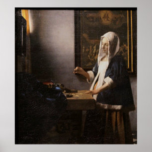 Poster Mulher de Johannes Vermeer com equilíbrio (1664)