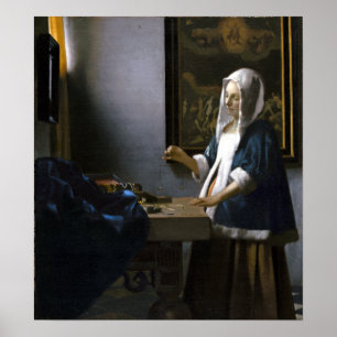 Poster Mulher de Johannes Vermeer que guardara um
