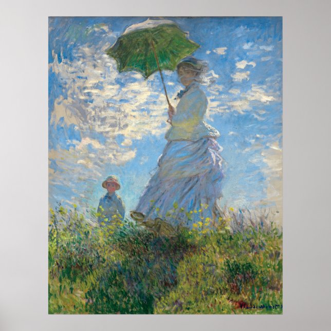 Poster Mulher de Monet Restaurada com Parasol O Stroll (Frente)