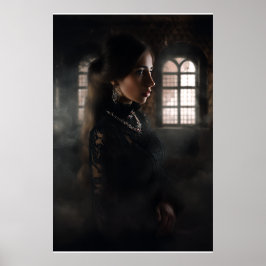Poster Mulher de Renda Gótica Quarto Névoa Pedra