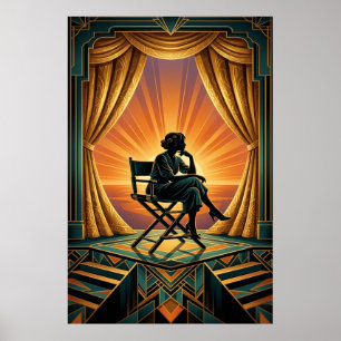Poster Mulher Diretora Art Déco Arte de Cinema Antigo