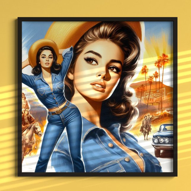 Poster Mulher do Campo com Jeans Vintage (Criador carregado)