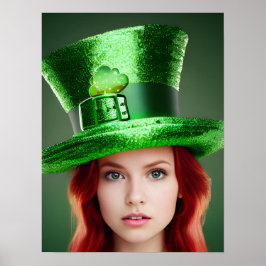 Poster Mulher do Dia de São Patrício com Cartola