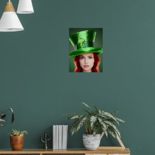 Poster Mulher do Dia de São Patrício com Cartola