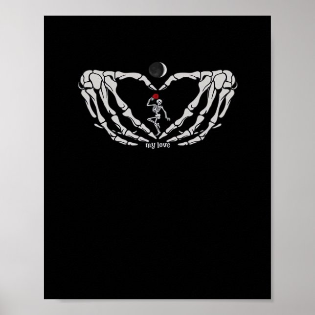 Poster Mulher Do Esqueleto Com Vermelho No Coração Feita  (Frente)