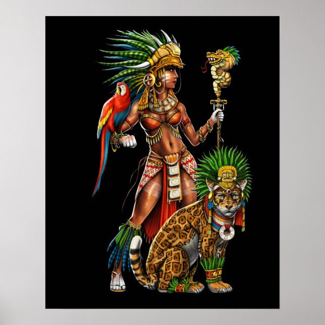 Poster Mulher do Guerreiro Aztec Jaguar (Frente)