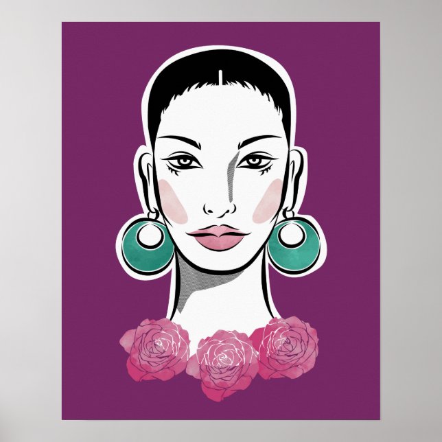 Poster Mulher do Mod Fleur dos anos 60 (Frente)