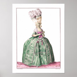 Poster Mulher do Século XVIII com um Vestido Verde