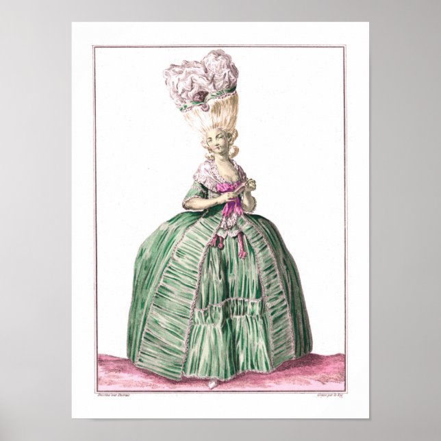 Poster Mulher do Século XVIII com um Vestido Verde (Frente)