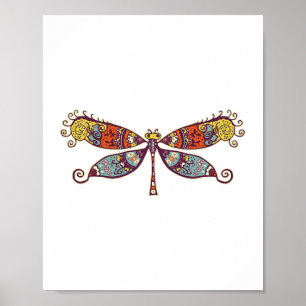 Poster Mulher Dragonfly Gráfico Colorido