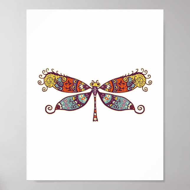 Poster Mulher Dragonfly Gráfico Colorido (Frente)