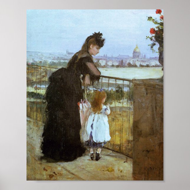 Poster Mulher e Criança em uma Balconia (Morisot 1872) (Frente)
