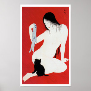 Poster Mulher e Gatinho Negro, Takahashi Shotei